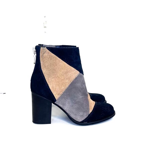 Vintage Y2K Patchwork Suede Boho Womens Boots Size 38 US 8 Retro Hippie Festival - Picture 1 of 10